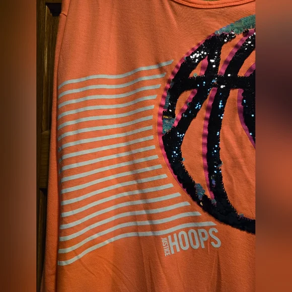 Justice Coral Sequin Basketball Long Sleeve Tee - Picture 4 of 11